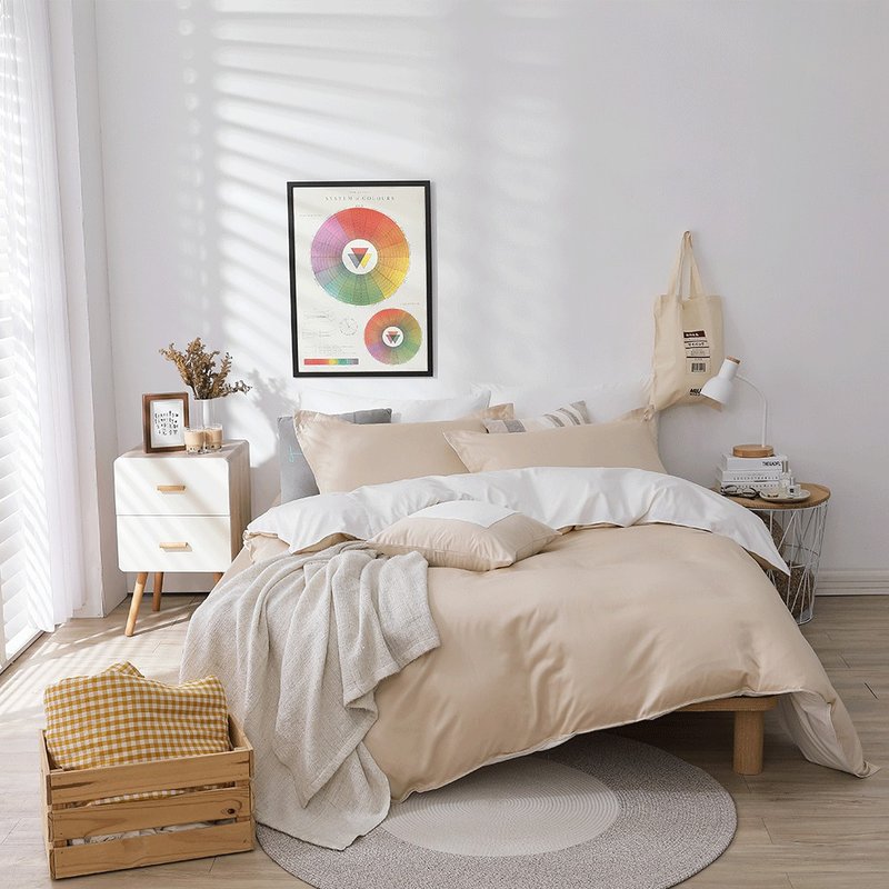 好关系 HAOKUANXI | 珍珠奶茶-新天丝棉床边口袋床包被套枕套组 - 寝具 - 环保材料 卡其色