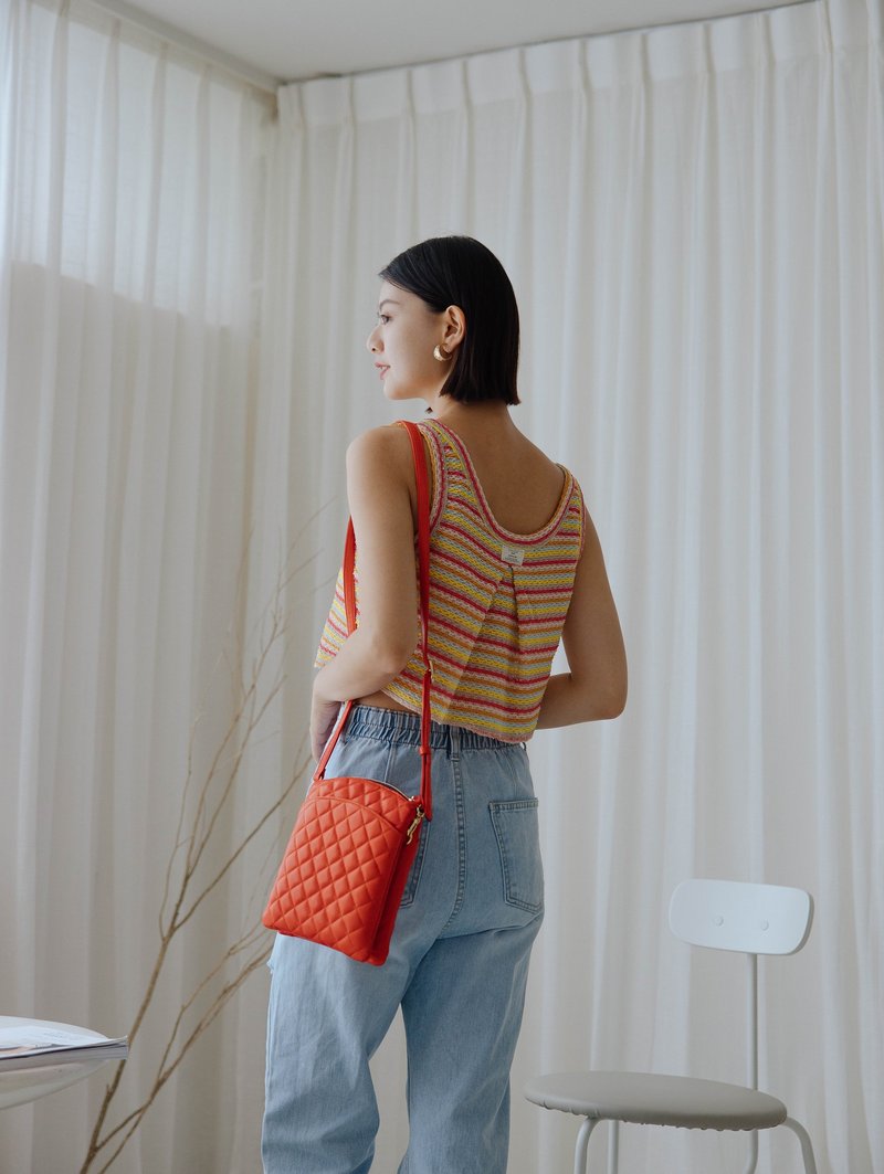 真皮菱格斜背包 |侧背包 |订制款 |【快速出货】【礼物包装】 - 侧背包/斜挎包 - 真皮 红色