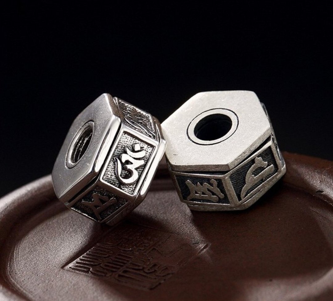 Real 999 Fine Thai Silver Unisex Rotating Beads Pendant without Chain Buddhism - 长链 - 纯银 银色