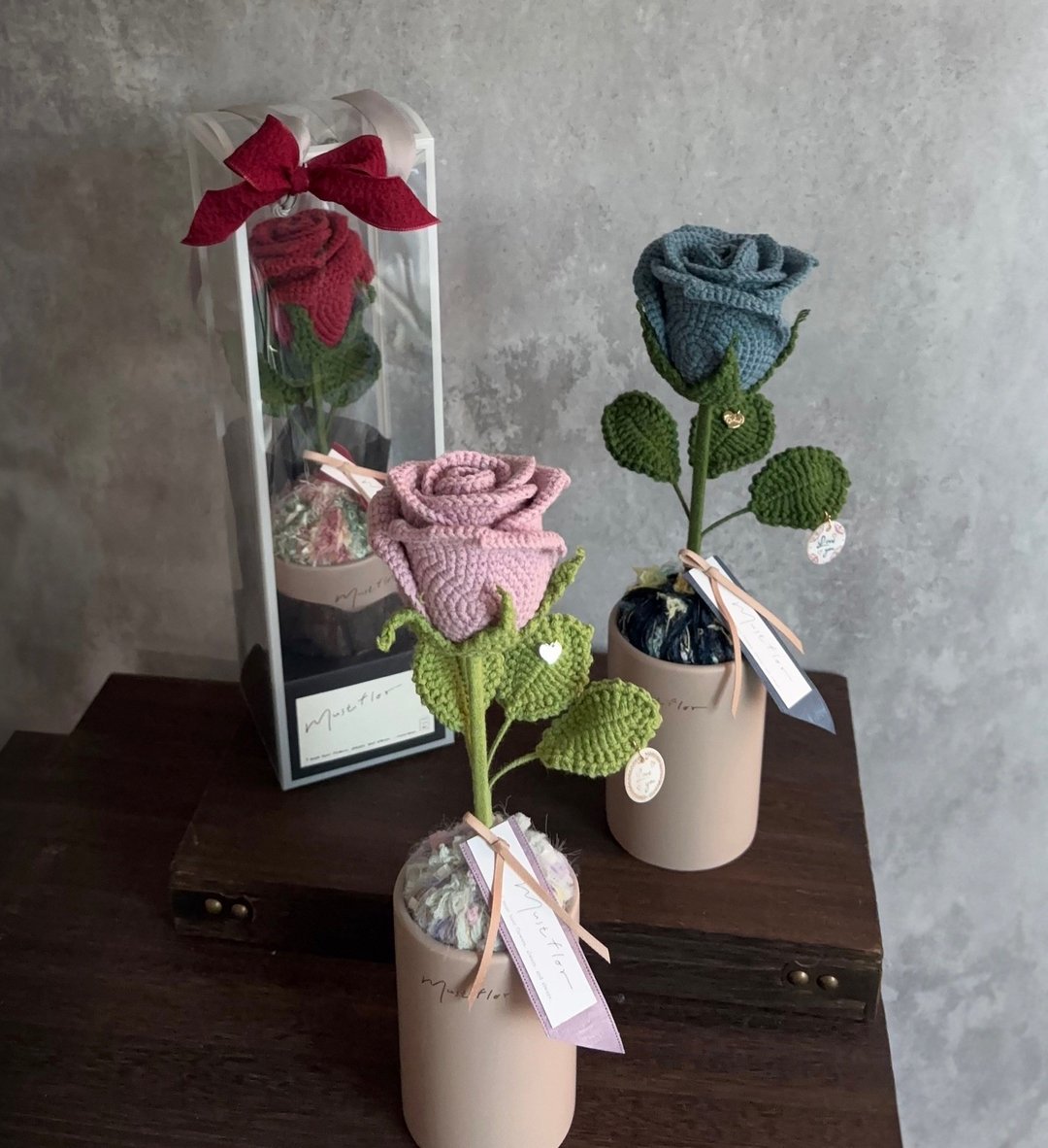 mf 经典玫瑰盆花-情人节精选 Valentine's Potted Collection - 干燥花/捧花 - 棉 
