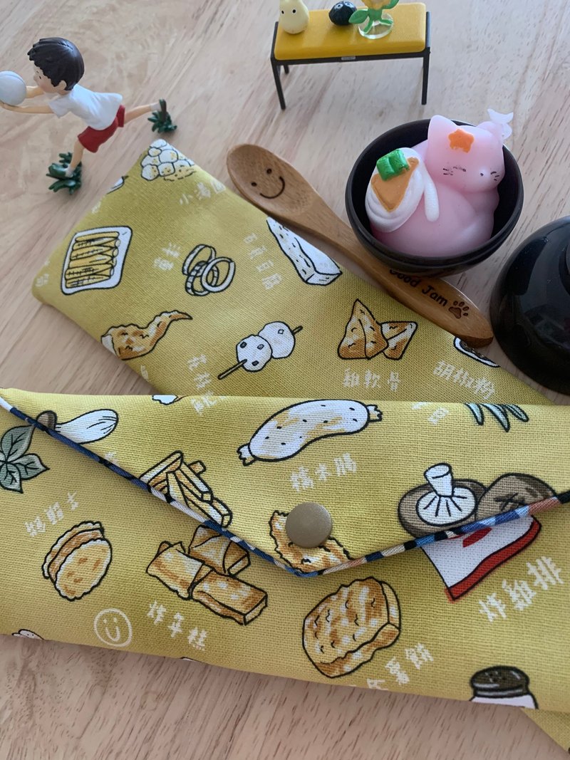 文青风环保纯棉筷袋 深夜美食 质感大地   日本 潮物 收纳 手作 - 收纳用品 - 棉．麻 卡其色