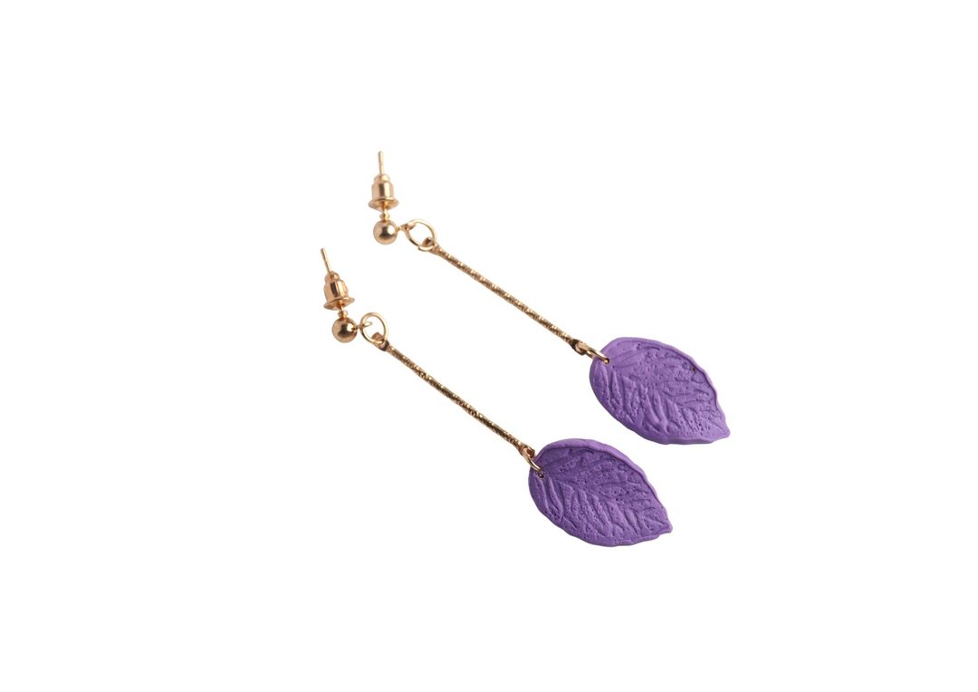 Polymer Clay Earrings  handmade | modern jewelry | simple jewelry - 耳环/耳夹 - 塑料 紫色