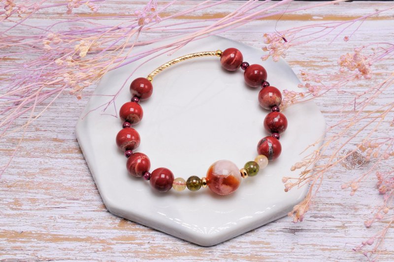 典藏原创 |女眉 - 好魅力×好气色|樱花玛瑙/红碧玉/沙弗莱/钛金 - 手链/手环 - 水晶 红色