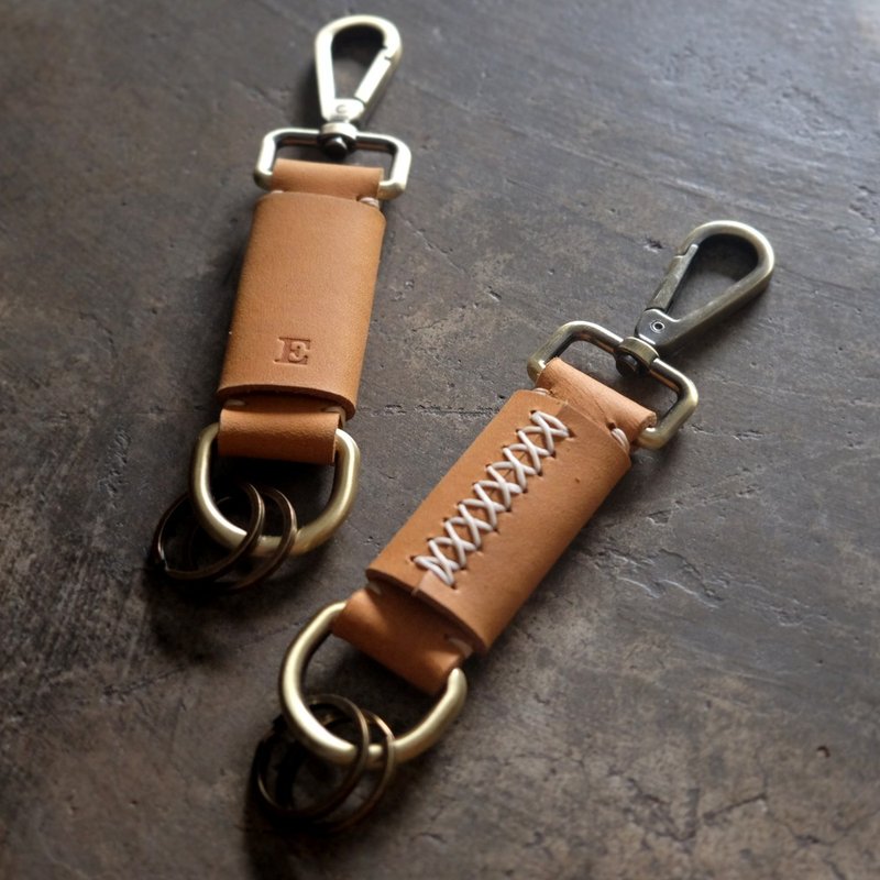 Set of 2 / Personalized Initial Leather Keychain - 其他 - 真皮 咖啡色