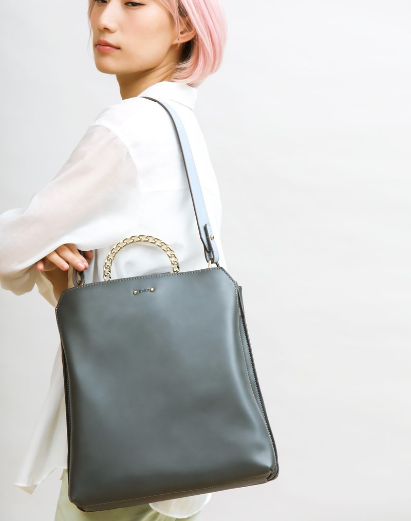 母亲节礼物 上班族 素皮革包 Mila 单肩/上肩袋/手挽袋 炭灰色 - 电脑包 - 人造皮革 灰色