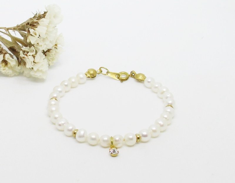 <永恒> 天然珍珠黄铜手链 轻珠宝 母亲节 情人节 生日礼物 纪念日 宴会 party 交换礼物 圣诞节 - 手链/手环 - 宝石 