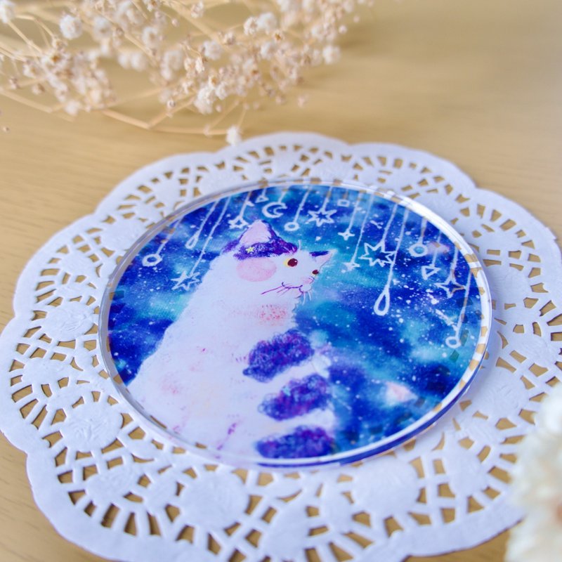 夜空与猫咪压克力杯垫 - 杯垫 - 压克力 