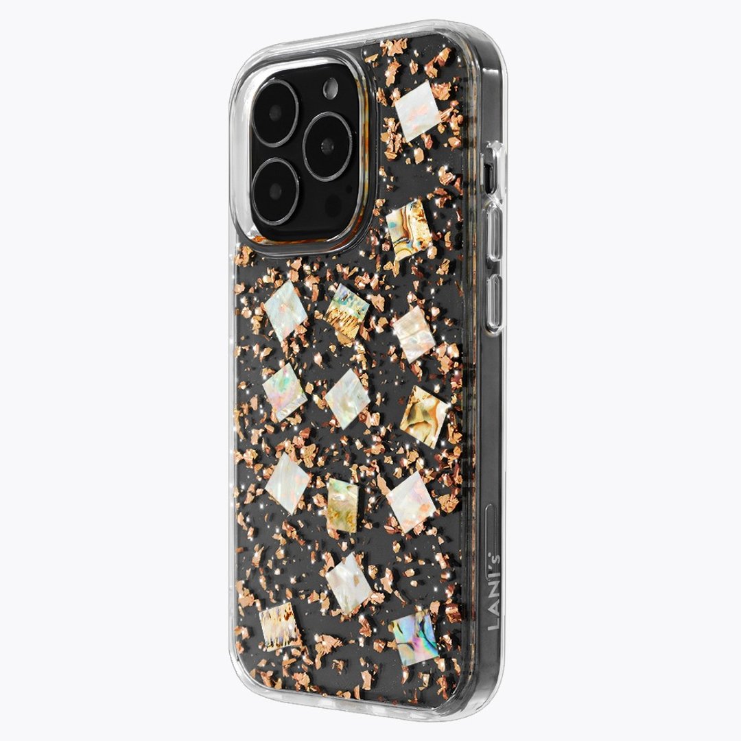 24K玫瑰金 贝壳 iPhone 14 13 12 11 Pro Max 防摔壳 定制姓名 - 手机壳/手机套 - 环保材料 透明