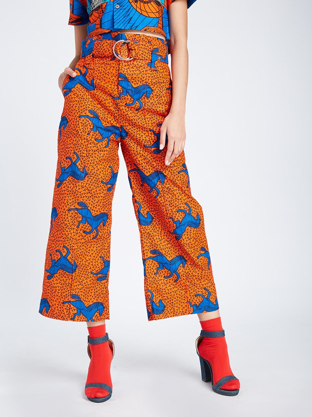 Culotte with Belt Horse Orange - 女装长裤 - 棉 橘色