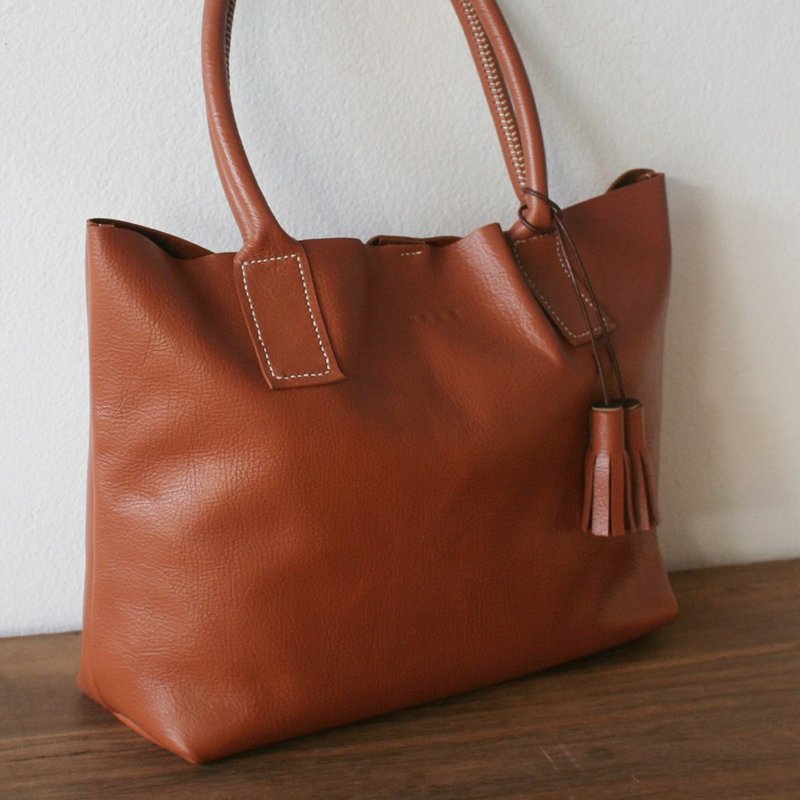 Brown Handmade Leather Tote Bag / Weekend Leather Handbag - 手提包/手提袋 - 真皮 咖啡色
