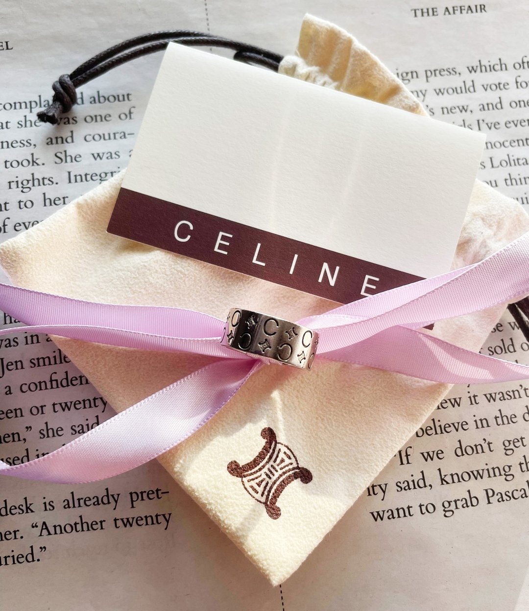 客人预订 真品CELINE 凯旋门颈链 戒指指环指轮包包挂件挂饰 连卡 - 戒指 - 纯银 银色