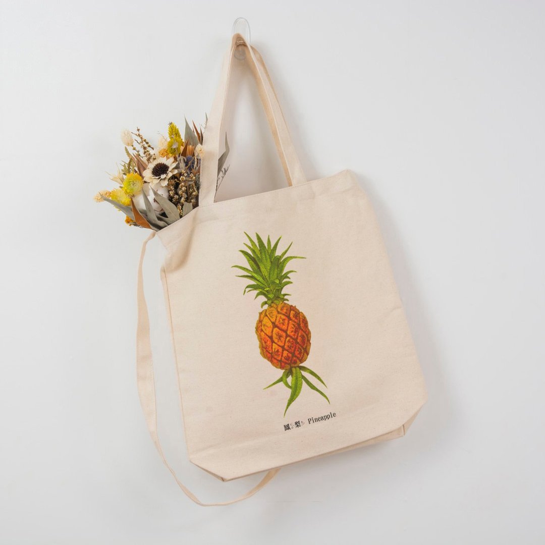斜肩背托特包 - 凤梨 Pineapple - 侧背包/斜挎包 - 棉 橘色