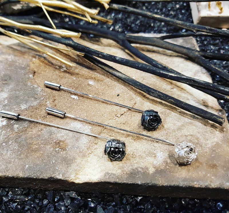 rose silver brooch - 胸针 - 纯银 银色