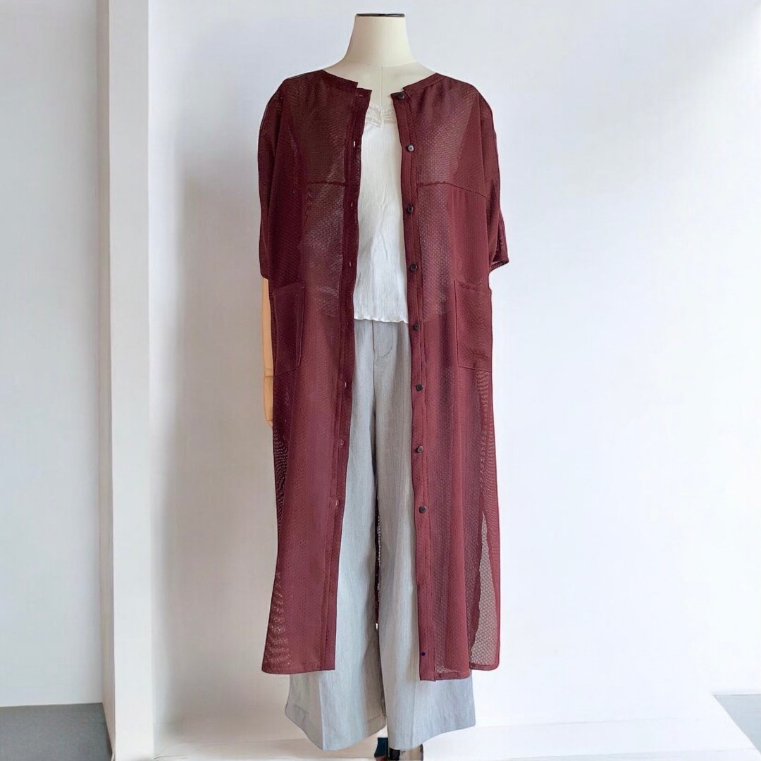 Pinkoi 代购服务 - 圆领连身裙【含运费】和服改造 酒红色 - 洋装/连衣裙 - 棉 红色