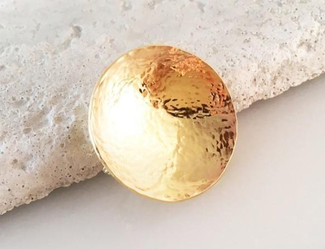 Full moon brooch ◇ Brass - 胸针 - 其他金属 金色