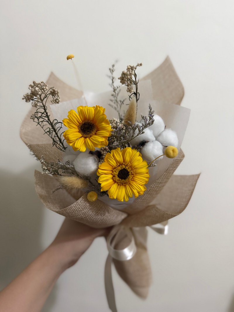 索拉太阳花束 永生非洲菊花束 毕业花束 干燥花束 - 干燥花/捧花 - 植物．花 黄色