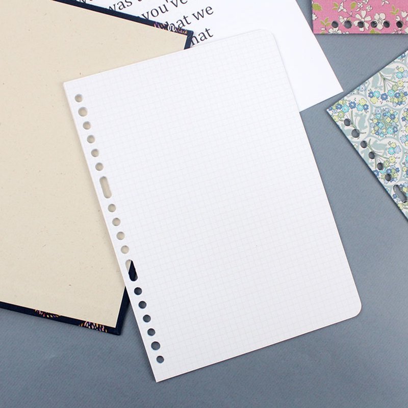 Chuyu A5/25K 18孔活页纸(方格4*4)/笔记内页/20张(适用4.20孔夹具) - 笔记本/手帐 - 纸 白色