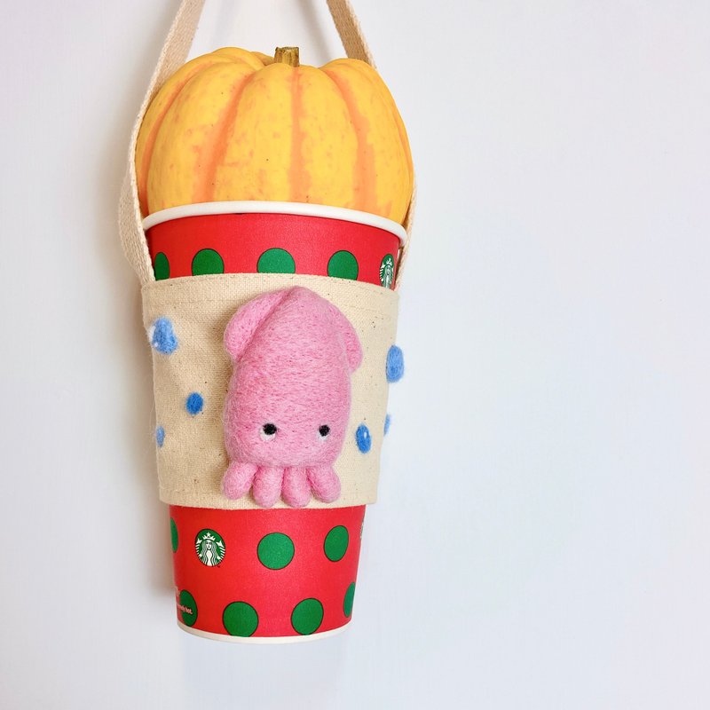 羊毛毡 小卷 透抽宝宝  环保杯套 免费姓名刺绣(限英文及数字) - 随行杯提袋/水壶袋 - 羊毛 