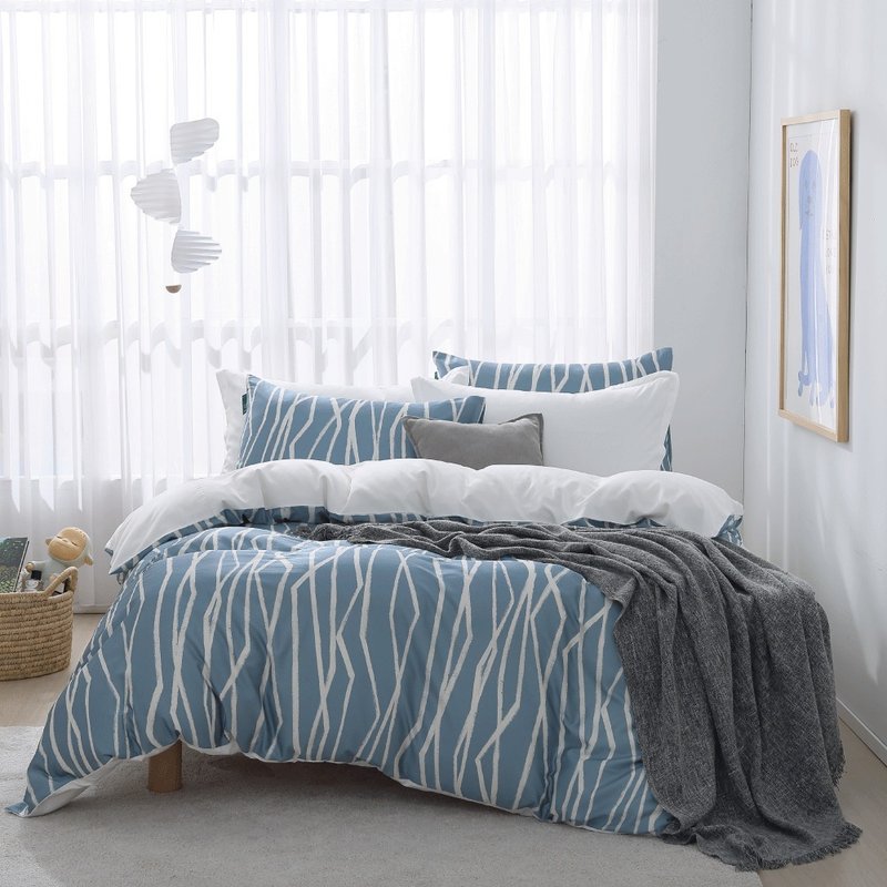 好关系 HAOKUANXI | 湖蓝树影-新天丝棉床包被套枕套组 - 寝具 - 环保材料 蓝色