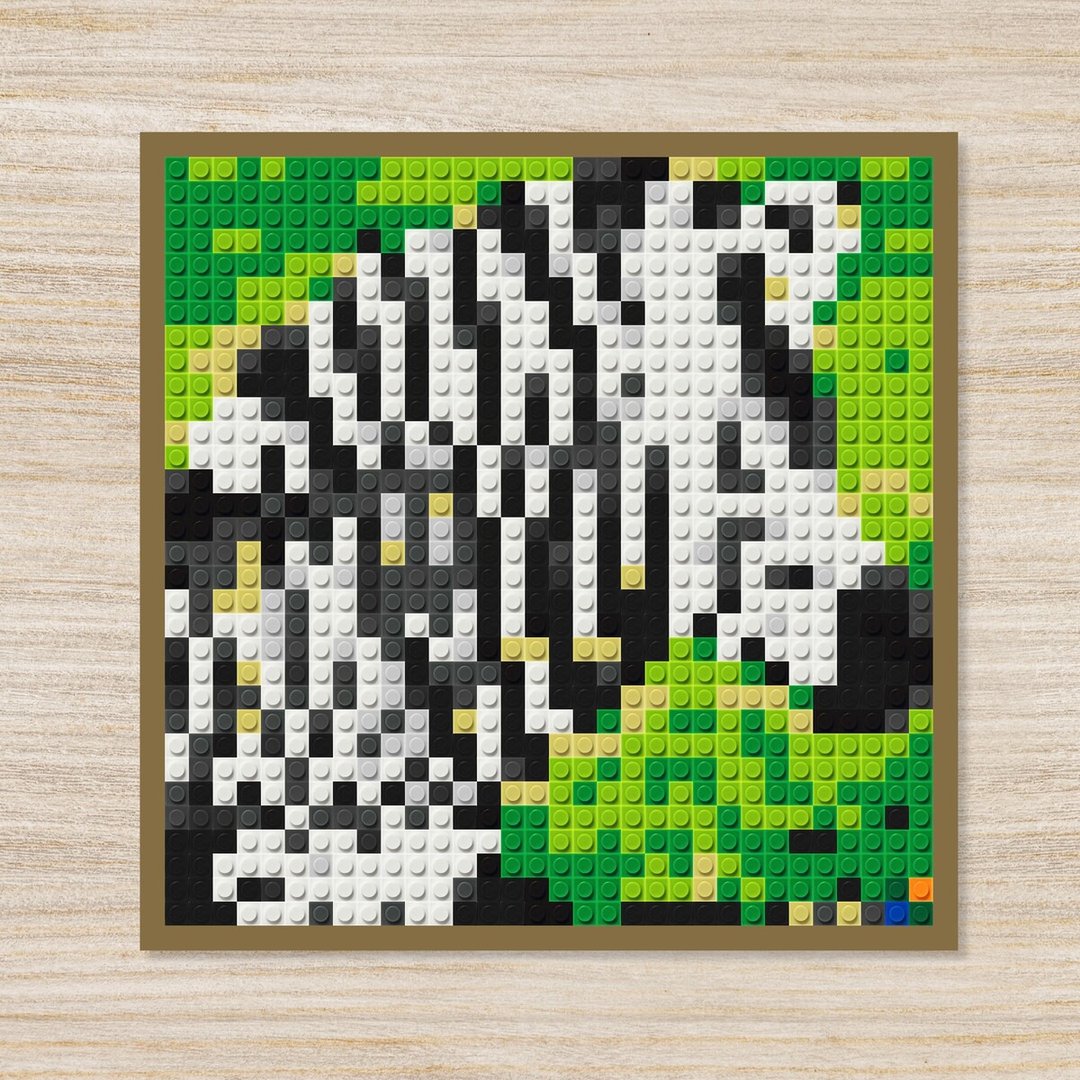 【动物系列 • 斑马】DIY套组礼物 - 中型尺寸积木拼图 - 植栽 - 塑料 银色
