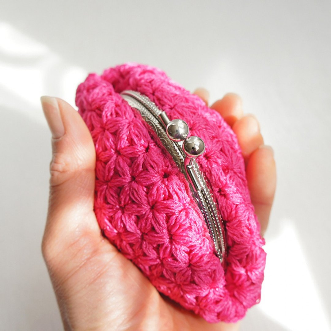Ba-ba handmade Jasmine Stitch crochet coinpurse No.C1230 - 皮夹/钱包 - 其他材质 粉红色