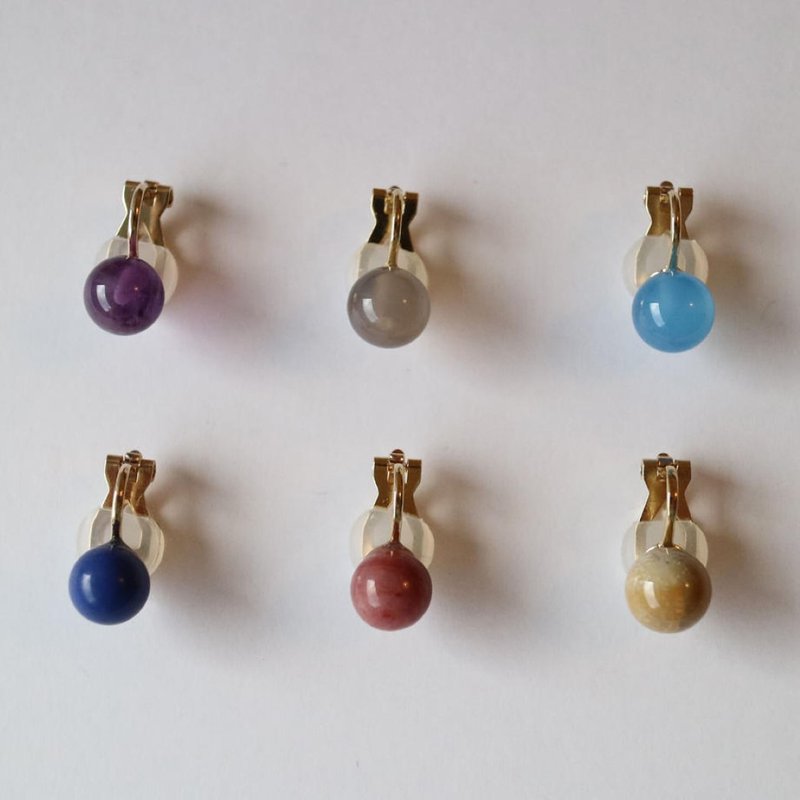 maru earring new color(clip type) - 耳环/耳夹 - 石头 