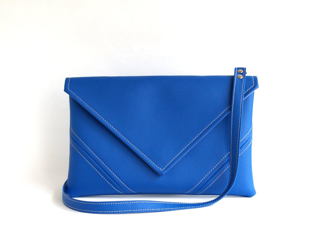 Royal Blue Crossbody Purse for Women Cross Body Clutch Bag Faux Leather Bag - 手拿包 - 人造皮革 蓝色