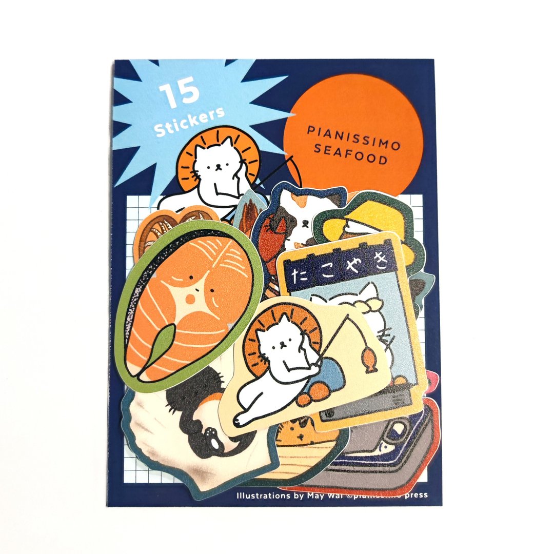 Pianissimo Seafood 海鲜贴纸组 15 枚 - 贴纸 - 塑料 多色
