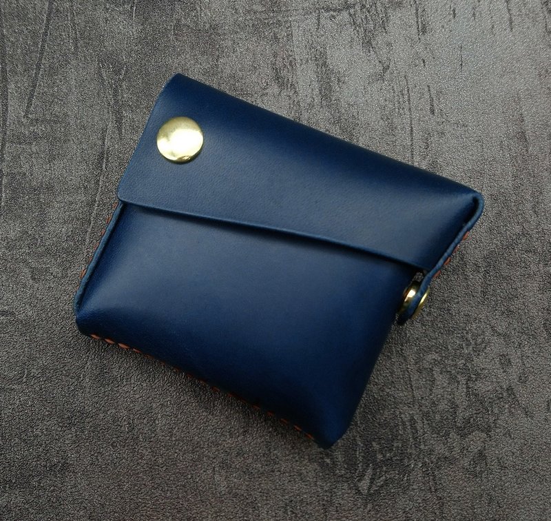 掌中2.0-深蓝色植鞣革方型零钱包 - 零钱包 - 真皮 蓝色