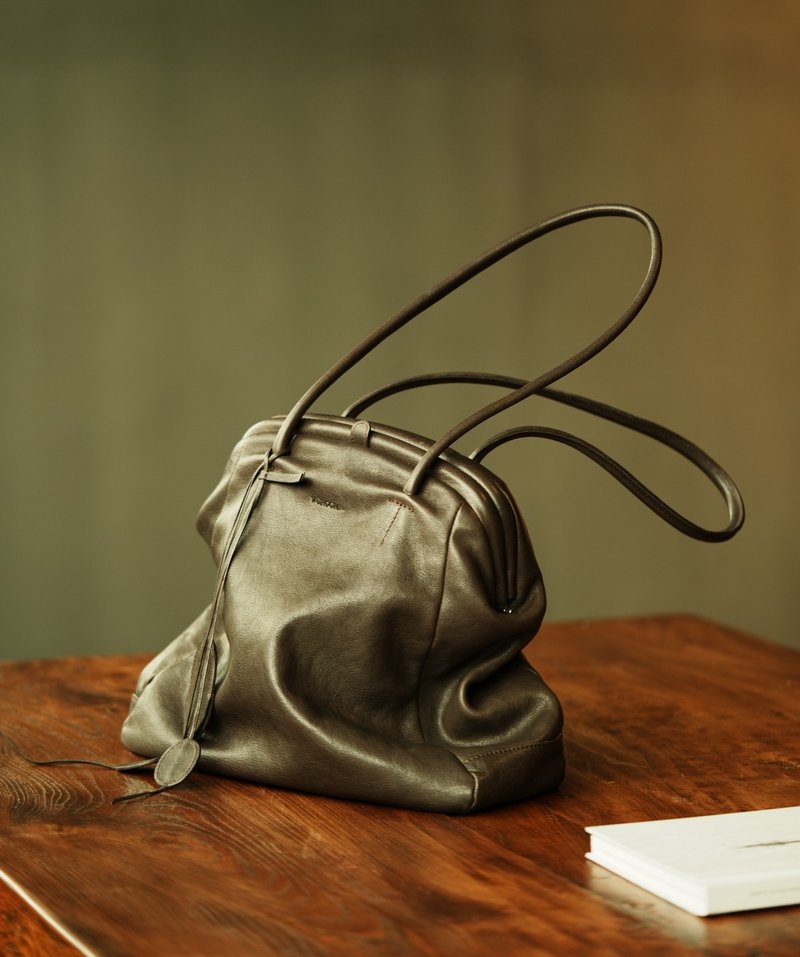 口金系列 复古旅行袋单肩包 - 侧背包/斜挎包 - 真皮 黑色