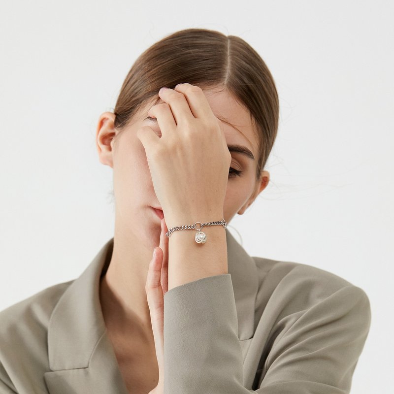 Aura 个性 珍珠 / 双尖白水晶 手链 - 手链/手环 - 不锈钢 