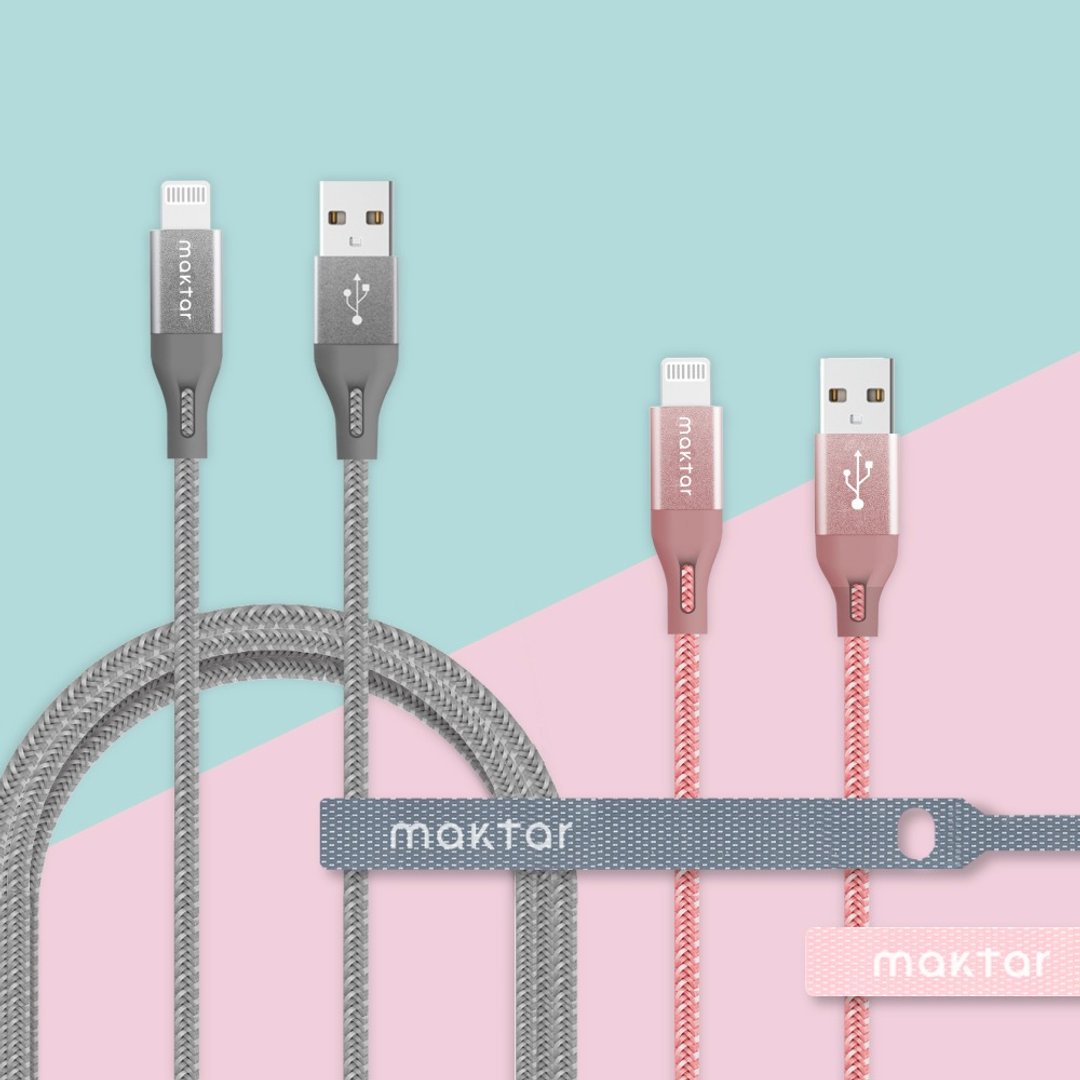 Maktar 苹果认证 Lightning to USB-A 充电传输线 120cm - 充电宝/传输线 - 其他金属 粉红色