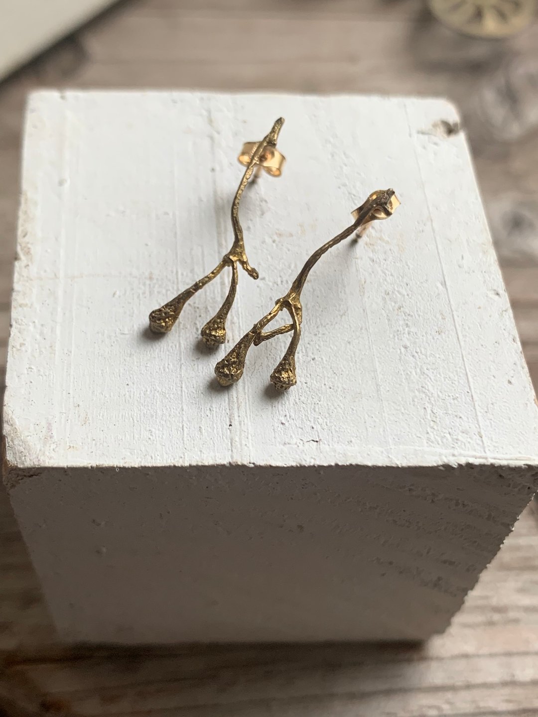 Botanical earrings - 耳环/耳夹 - 铜/黄铜 金色