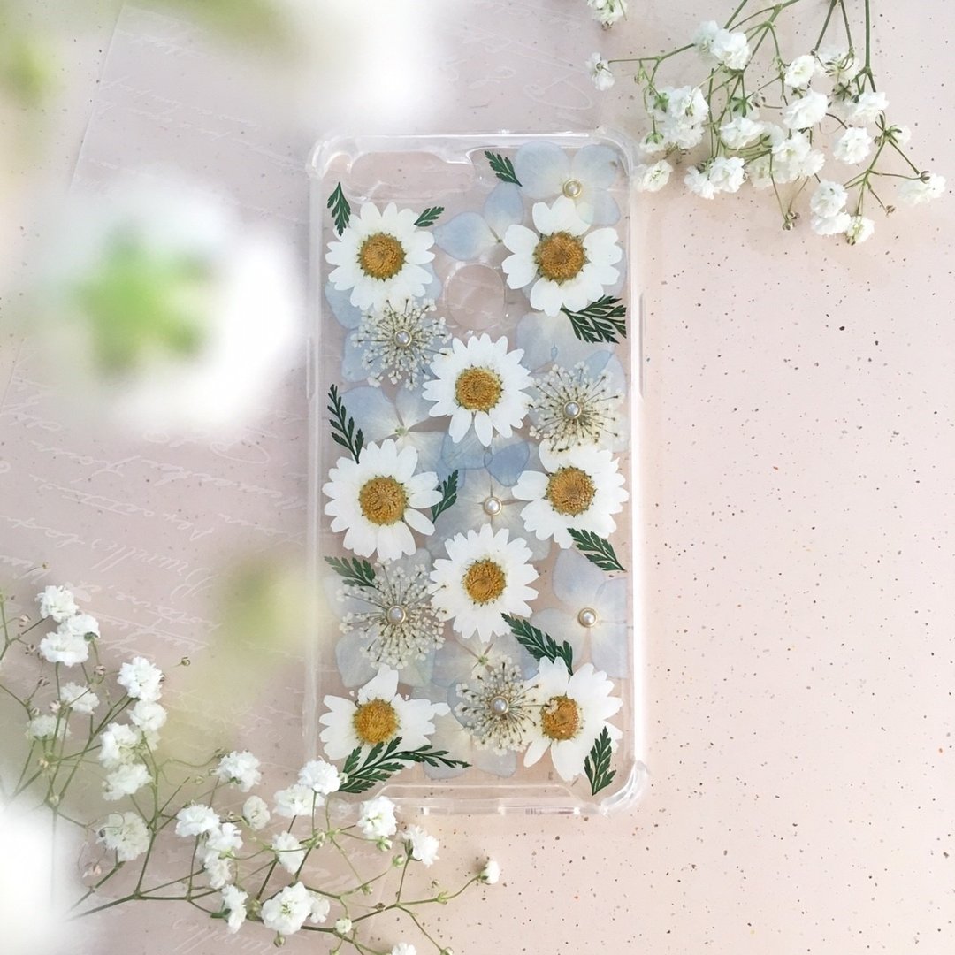 单菊者弥 压花手机壳  IPhone 押花手作手机壳 - 手机壳/手机套 - 植物．花 白色
