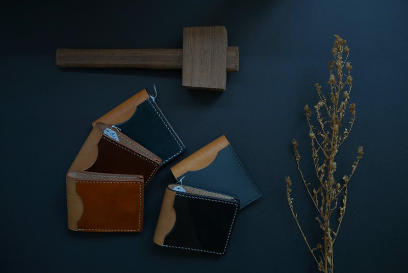 [全人手制作系列] 意大利皮革卡片夹, 短夹／钱夹, 可定制化,订造礼物,圣诞礼物 - 证件套/卡套 - 真皮 咖啡色