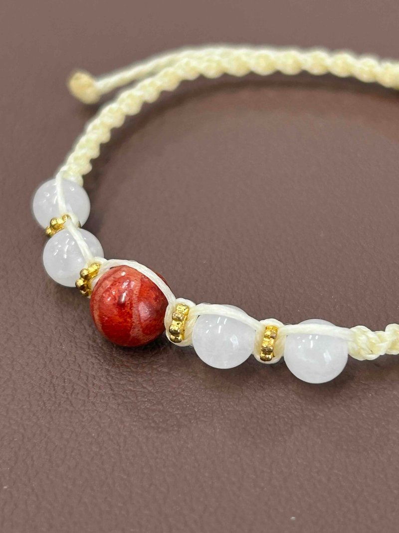 珊瑚手链 苹果珊瑚 玫瑰石英 护身符手链 - 手链/手环 - 宝石 红色