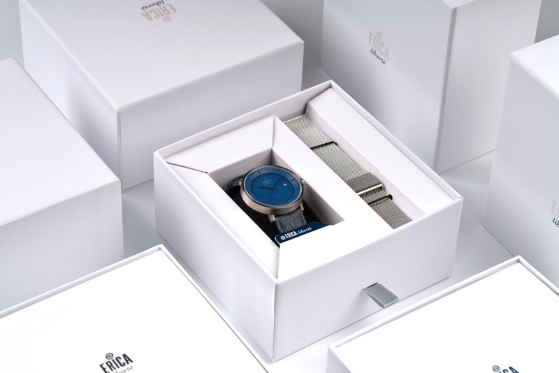 工艺匠心 环保之芯ERICA LIBERT太阳能凤梨皮带腕表-海军蓝 - 男表/中性表 - 环保材料 蓝色