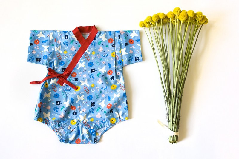 小隐春游　有机棉手作甚平 - 包屁衣/连体衣 - 棉．麻 红色