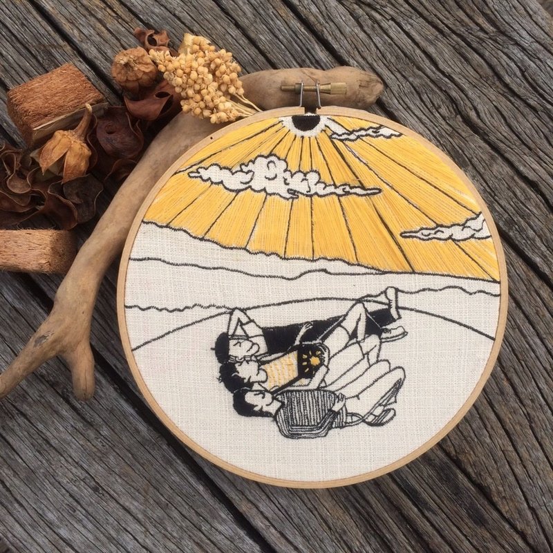 军舰岩的风景-定制化刺绣21X21cm - 其他 - 棉 