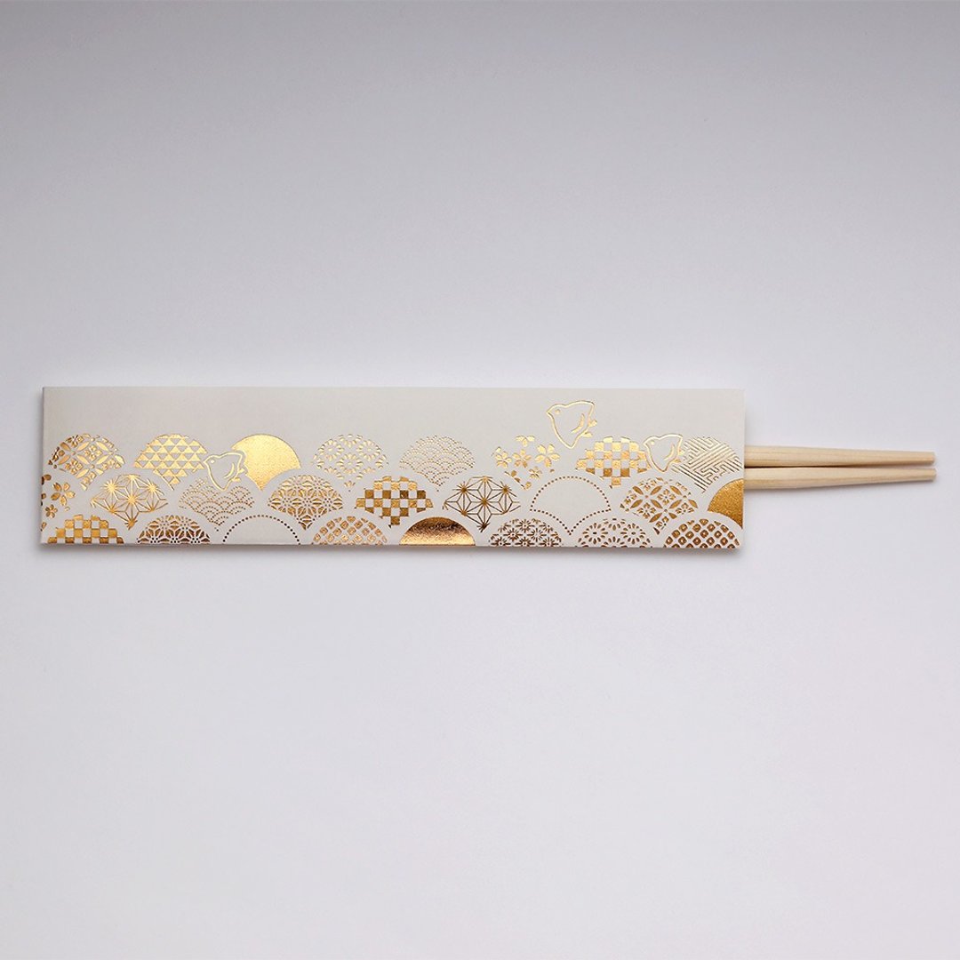 餐具 祝箸 小纹青海波 2双装 - 筷子/筷架 - 纸 金色
