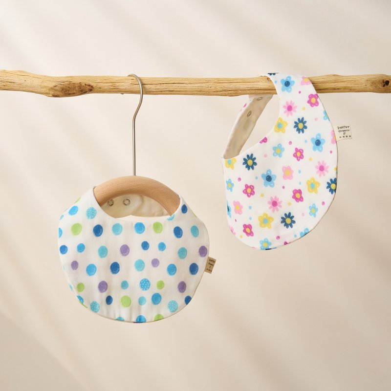 有机棉小花圆双层纱围兜/口水巾两用・口腔期首选_HomeyOrganic - 围嘴/口水巾 - 环保材料 