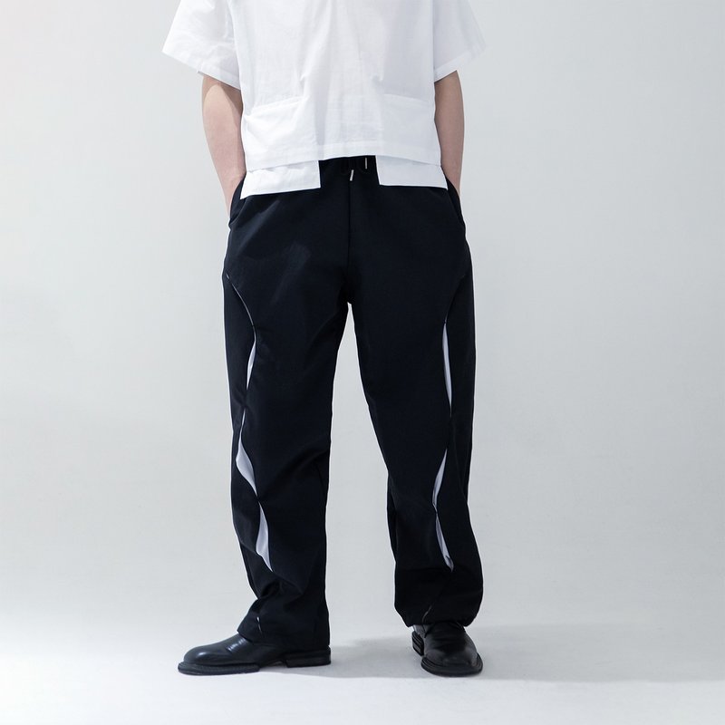 配色网眼拼接休闲裤 / Black / - 男士长裤 - 尼龙 黑色