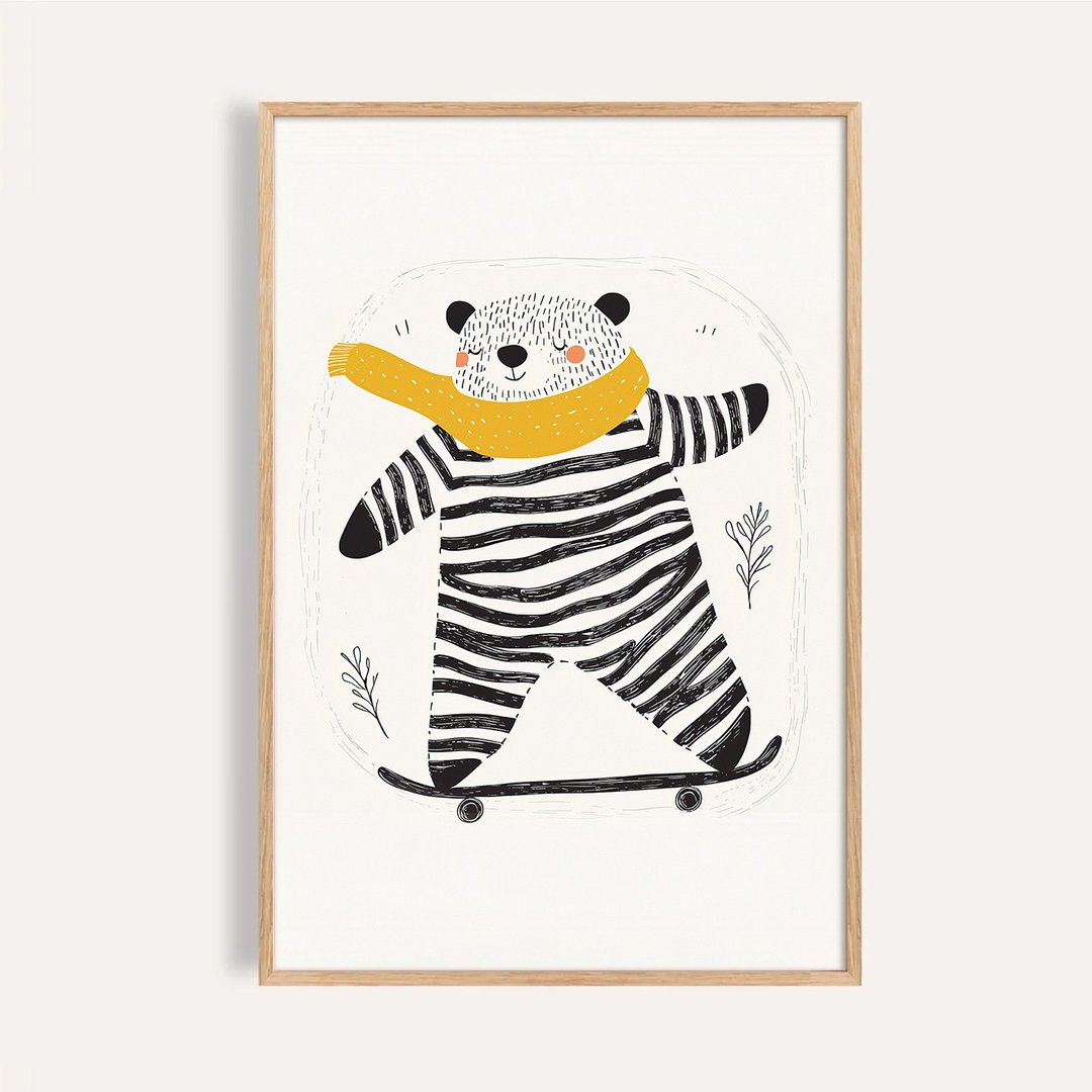 滑板熊出任务 Skateboarding Bear / 童话系列动物插画挂画 - 海报/装饰画/版画 - 纸 