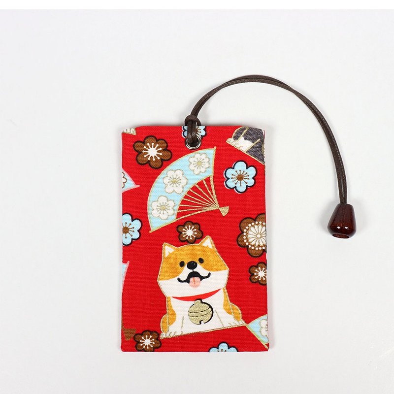 悠游卡 证件套 名片卡套  卡袋- 日式和风柴犬 (红) - 证件套/卡套 - 棉．麻 红色