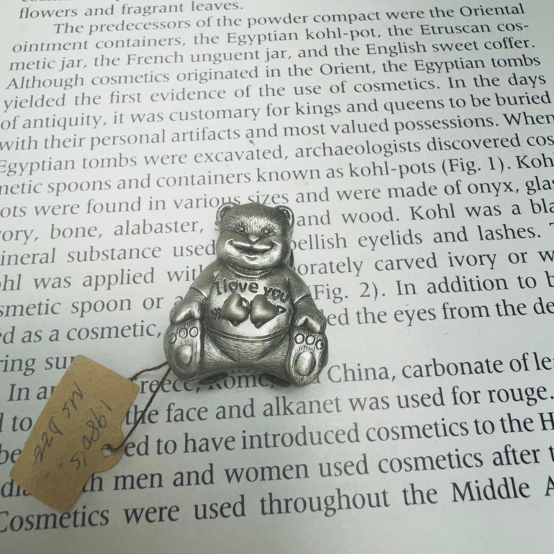 Ms dee微型锡制I Love you熊饰品盒套组含饰品盒、耳环、坠子项链 - 长链 - 其他金属 