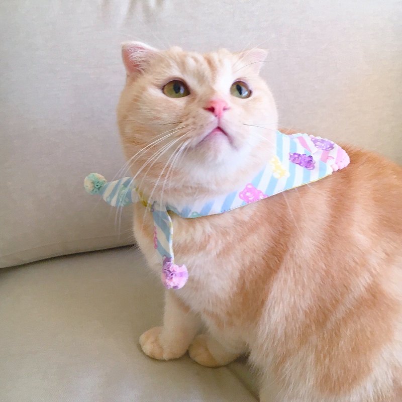 【小熊软糖】熊耳朵斗篷披风 宠物领巾项圈 猫狗饰品 - 项圈/牵绳 - 棉．麻 