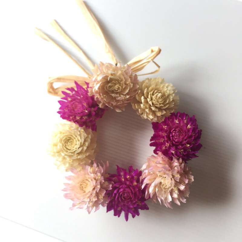 干燥花圈  掌心花圈  疗育花圈 千日红 甜甜圈 花圈 - 植栽/盆栽 - 植物．花 紫色