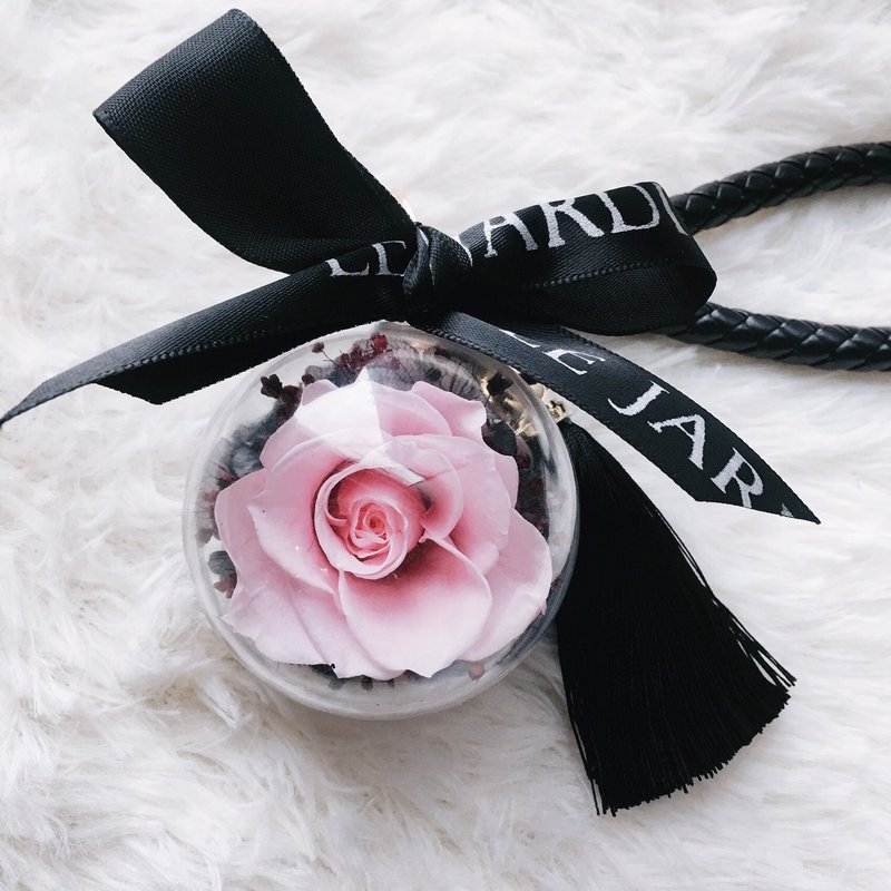 Le Jardin 暗黑系 暗黑粉 玫瑰永生花球 流苏皮革钥匙圈/ 情人节 - 植栽/盆栽 - 植物．花 