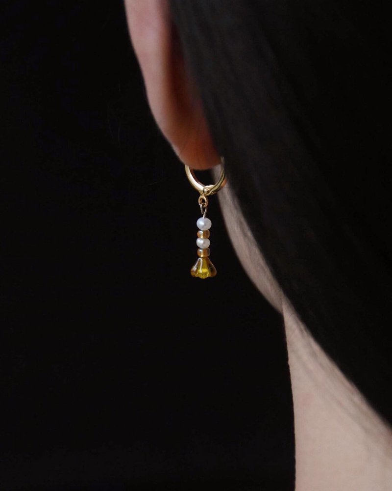 日本珠小裙摆耳环 - 免费改夹 - 耳环/耳夹 - 珍珠 