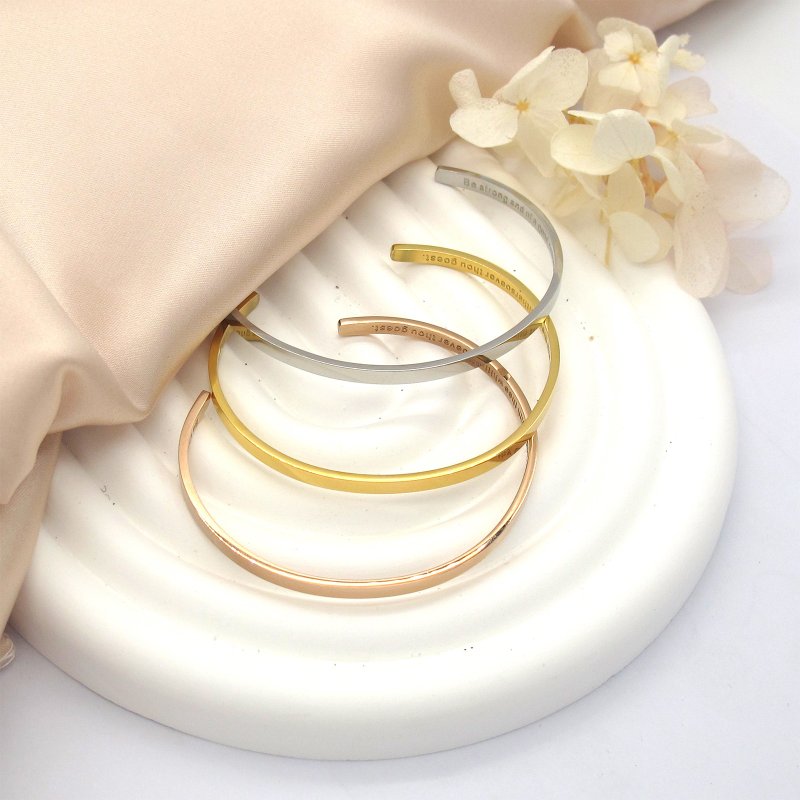 精钢 | 刻经文金句幼身手镯 - 手链/手环 - 不锈钢 